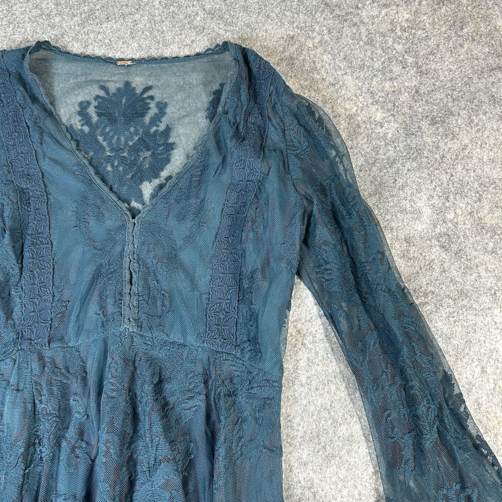 Free People Reign Over Me Lace Dress Teal sz 6 ASO Elena Gilbert Vampire Diaries - Picture 5 of 11